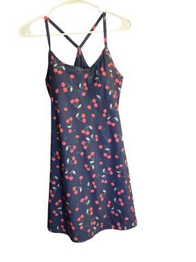 Outdoor Voices Womens Cherry Print Exercise Dress Shorts built in  Navy Blue  M